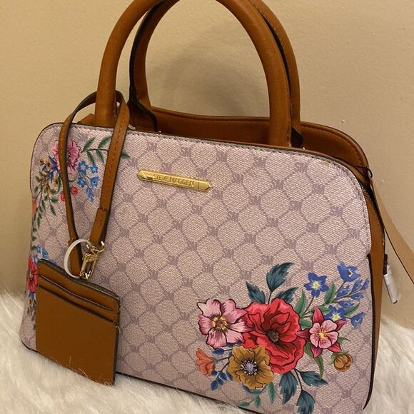 NWT Steve Madden (BFelipe) Satchel/ Crossbody Bag SM Logo w / Floral Design - Picture 5 of 16